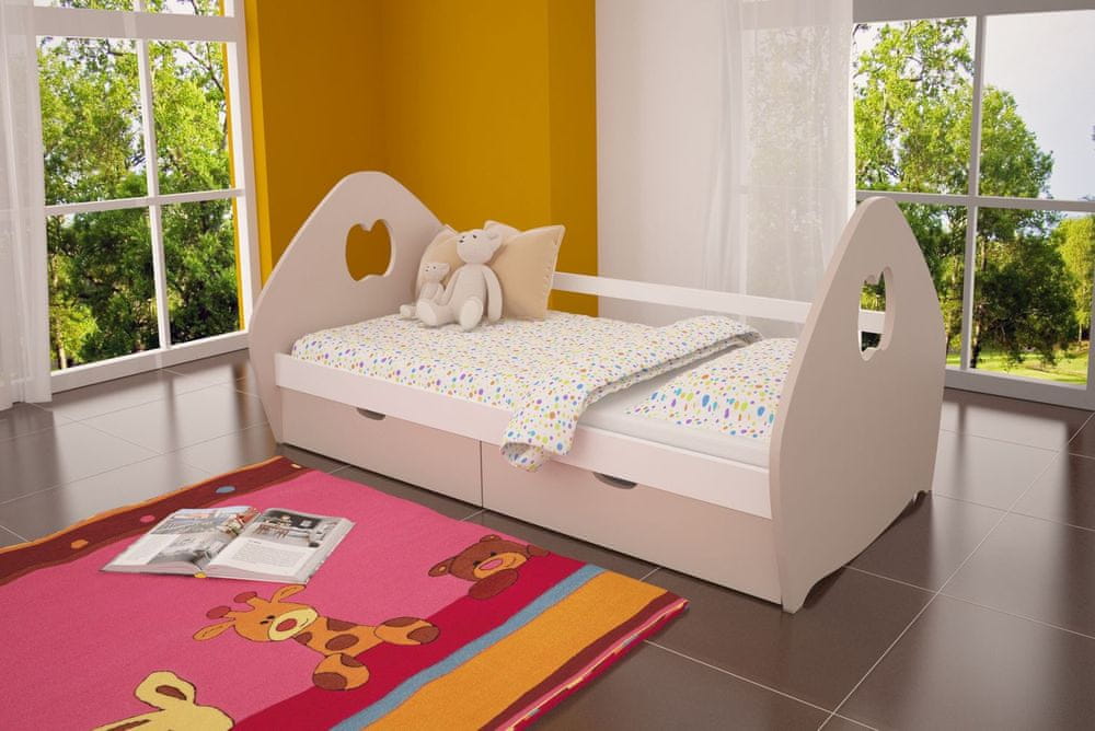 Veneti Detská posteľ so zásuvkami PETRIT - béžová / biela